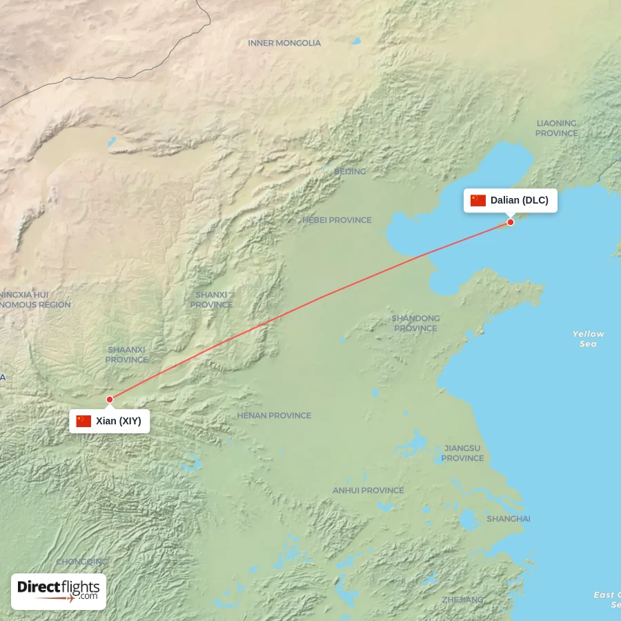 DLC - XIY route map