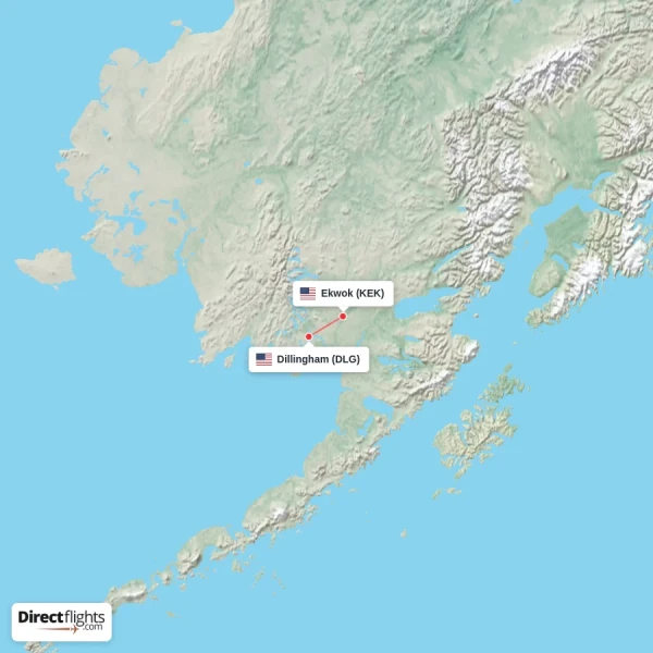 Dillingham - Ekwok direct flight map