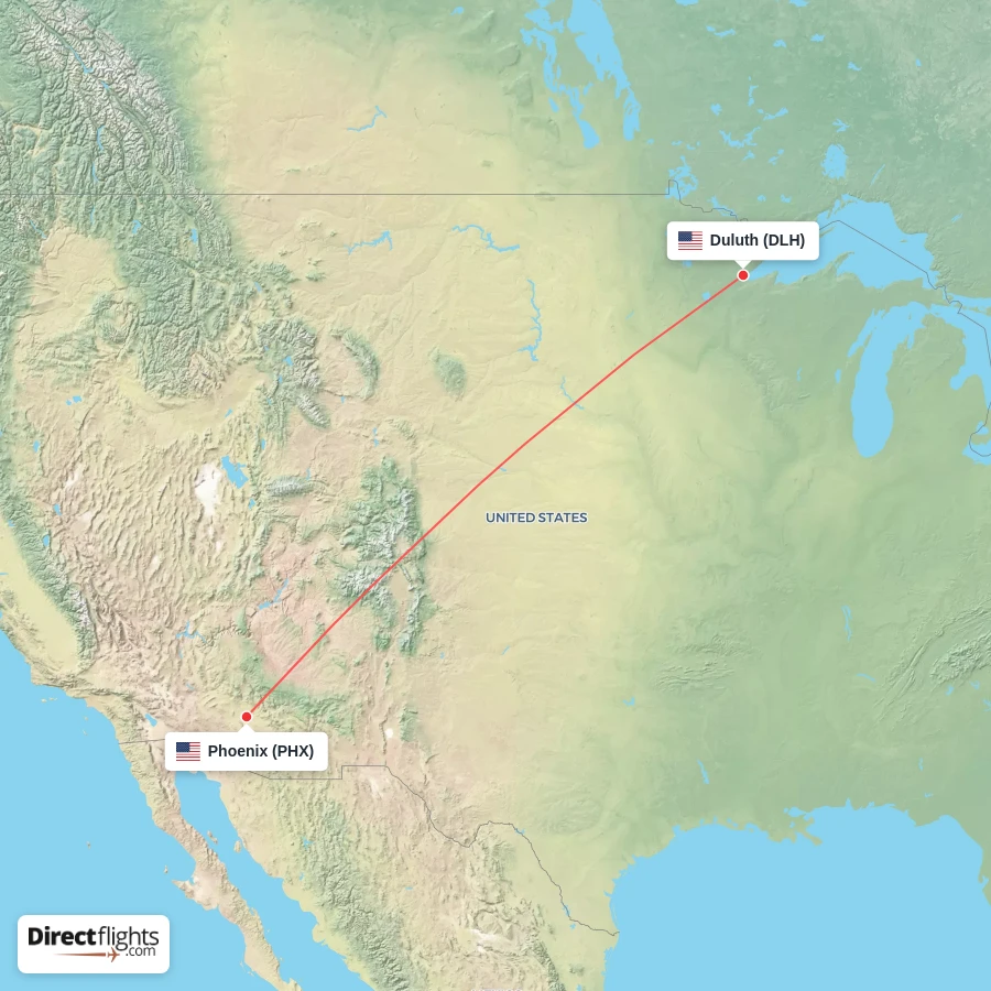 DLH - PHX route map