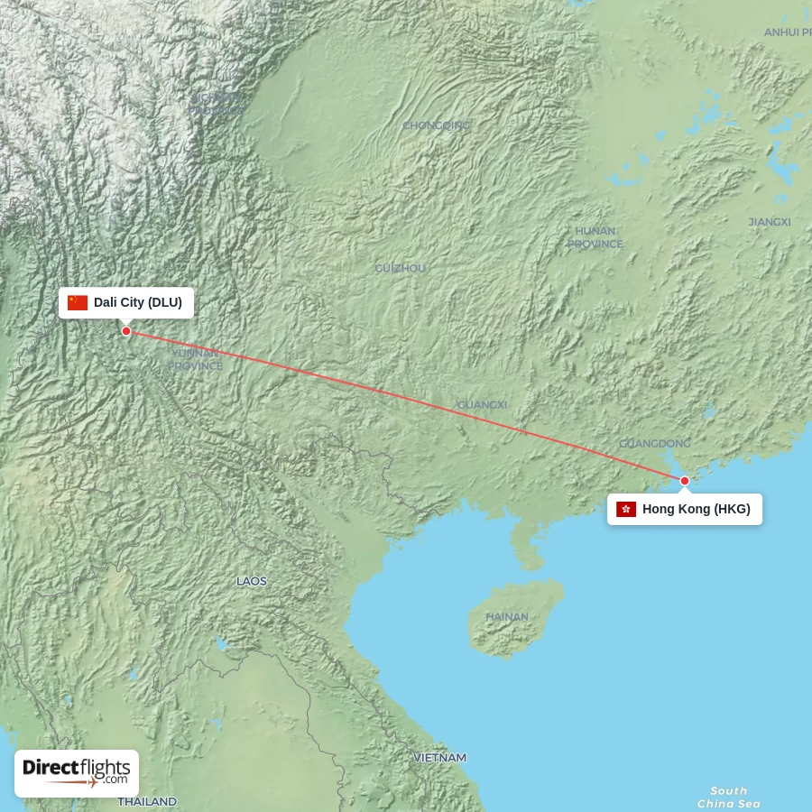 DLU - HKG route map