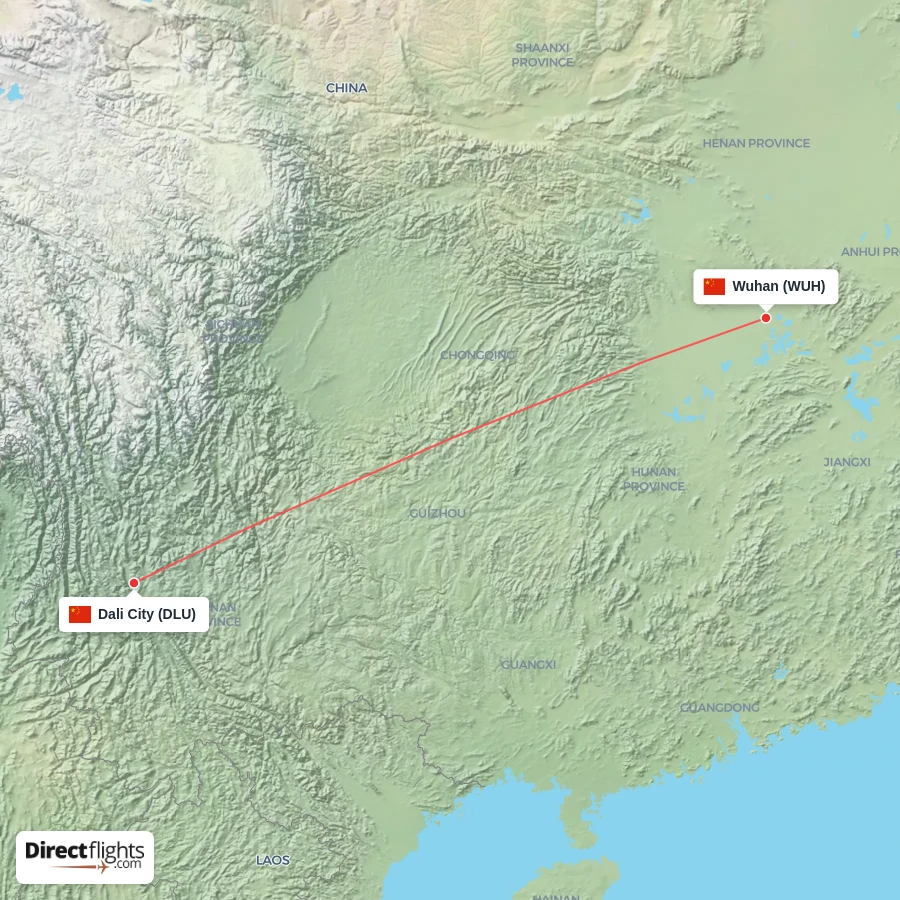 DLU - WUH route map