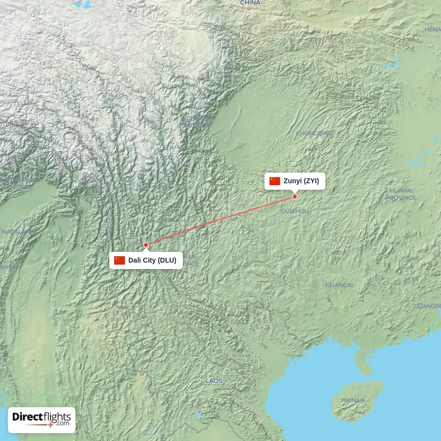 DLU - ZYI route map