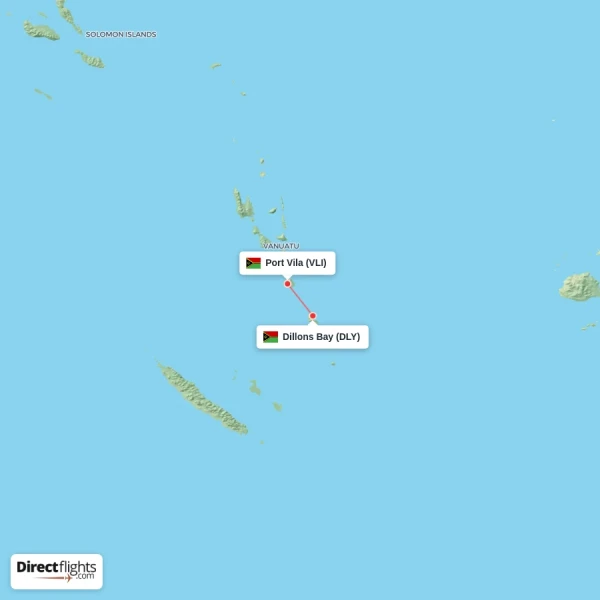 Dillons Bay - Port Vila direct flight map