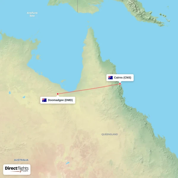 Doomadgee - Cairns direct flight map