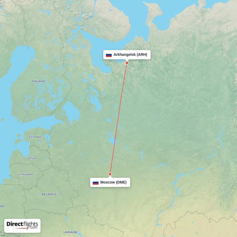 DME - ARH route map
