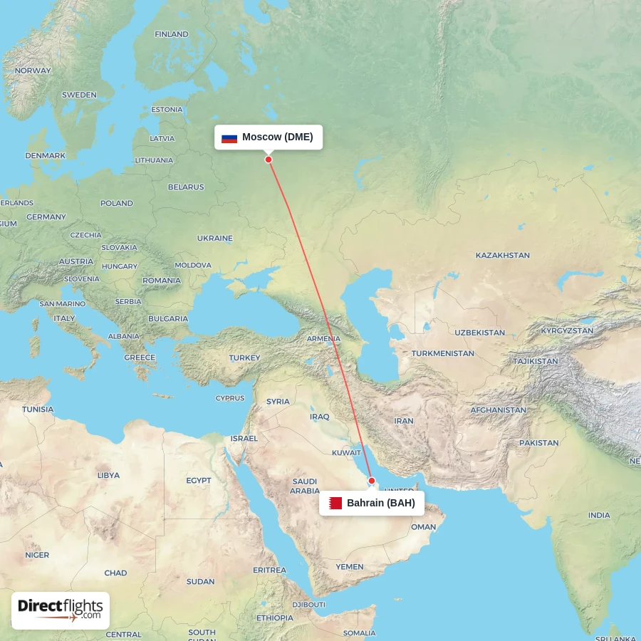 DME - BAH route map