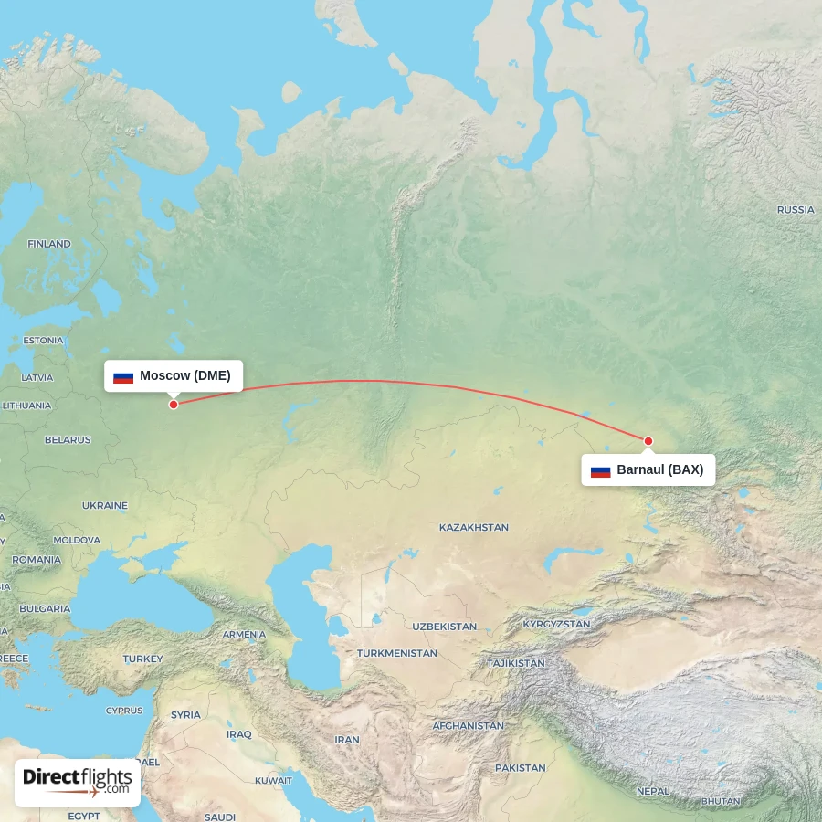 DME - BAX route map