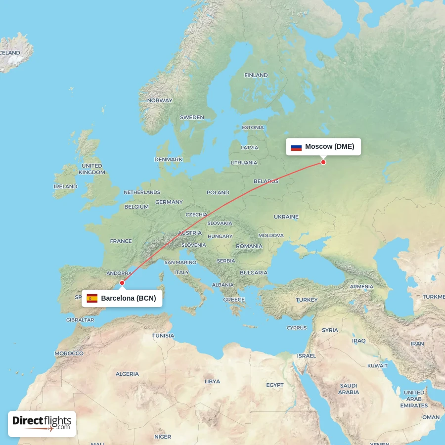 DME - BCN route map