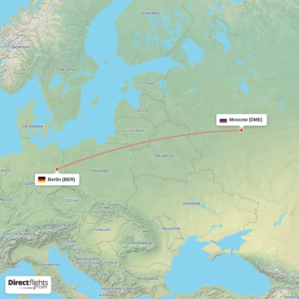 Moscow - Berlin direct flight map