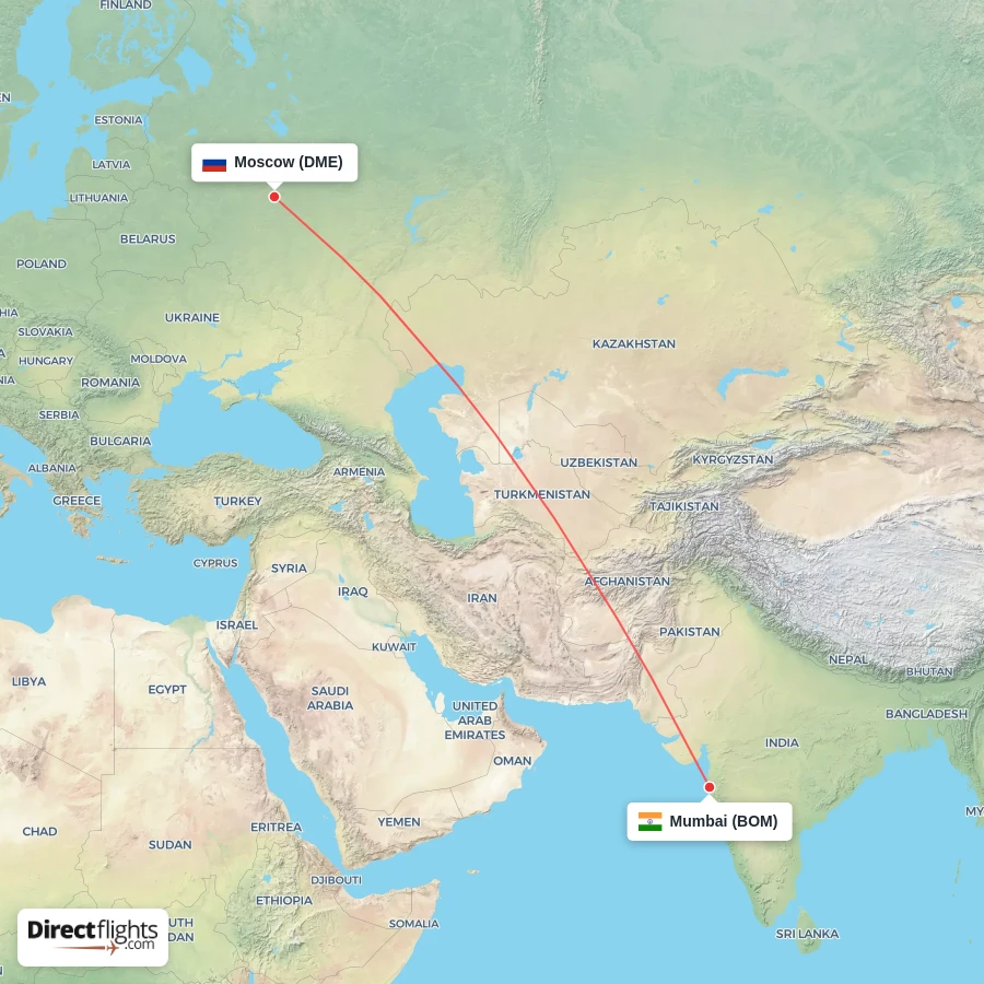 DME - BOM route map