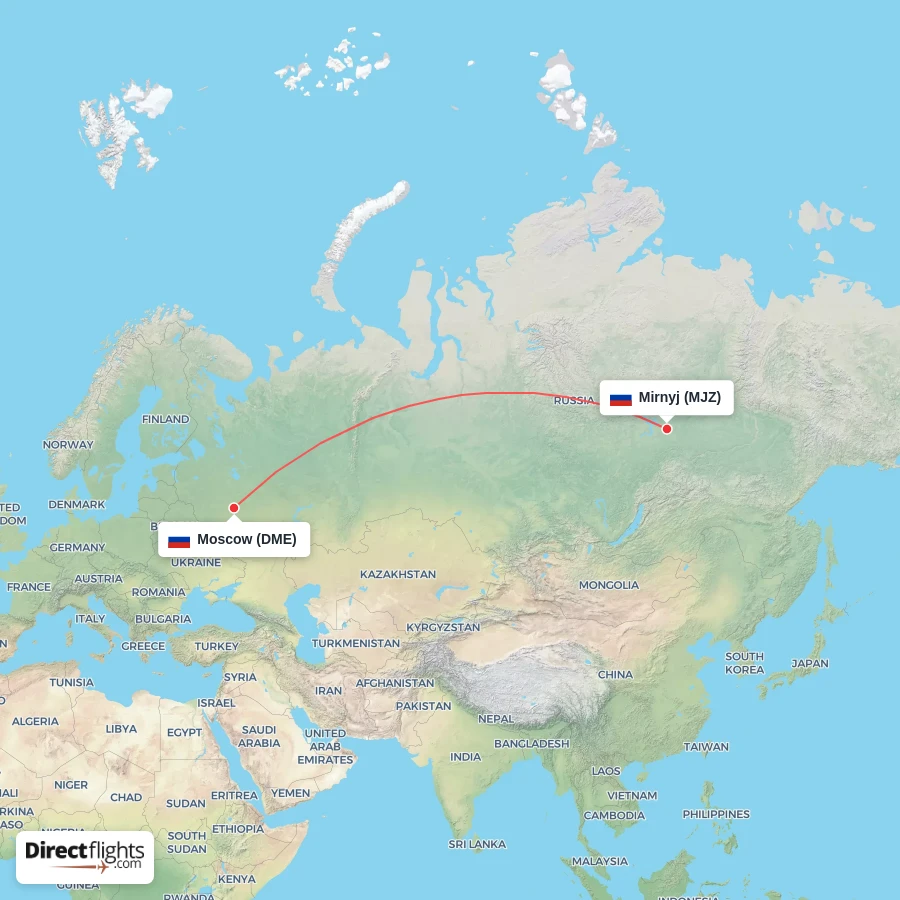DME - MJZ route map