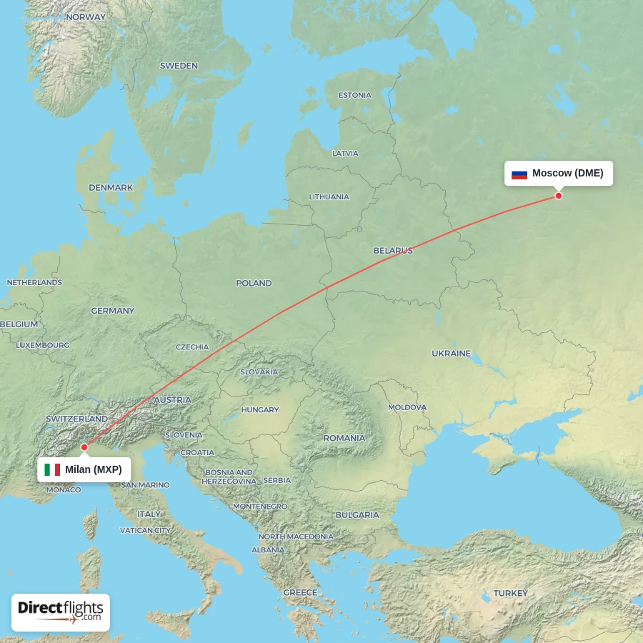 DME - MXP route map