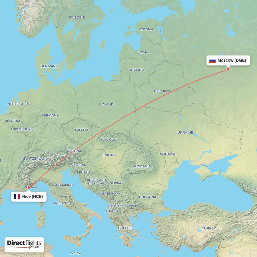 DME - NCE route map