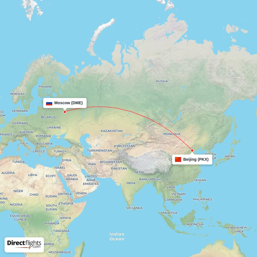 DME - PKX route map