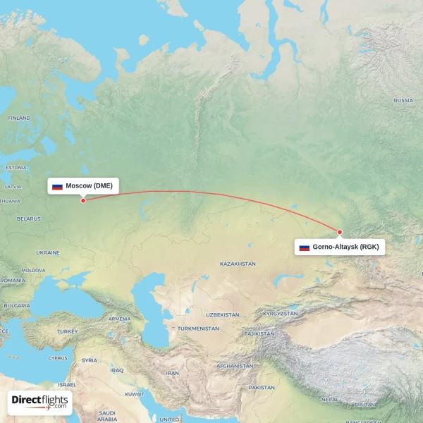 Moscow - Gorno-Altaysk direct flight map