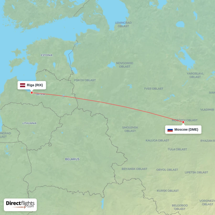 DME - RIX route map