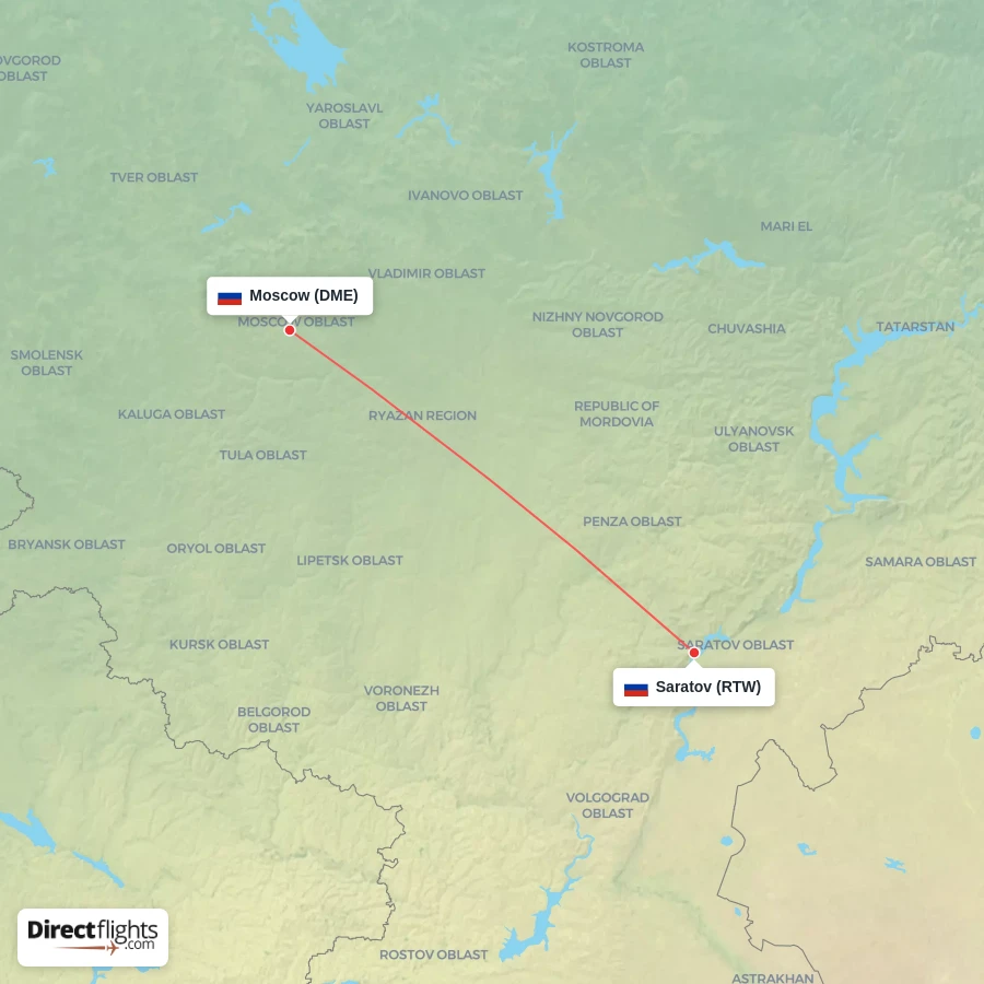 DME - RTW route map