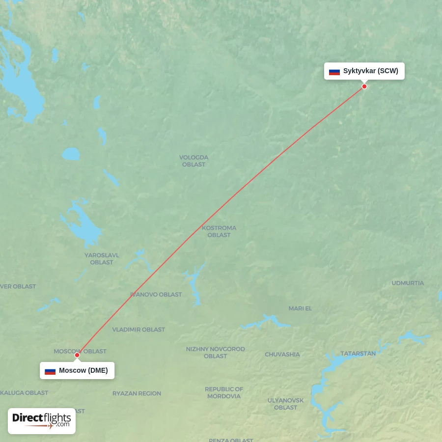 DME - SCW route map