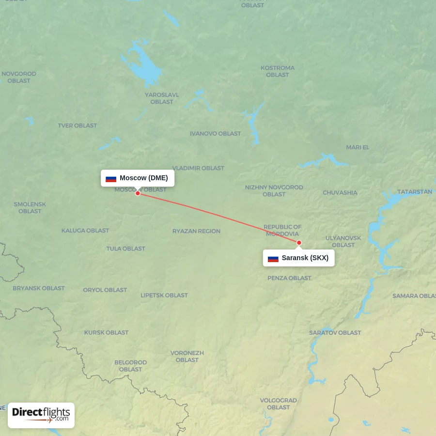 DME - SKX route map