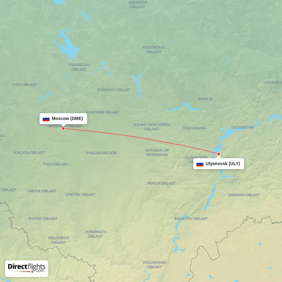 DME - ULY route map