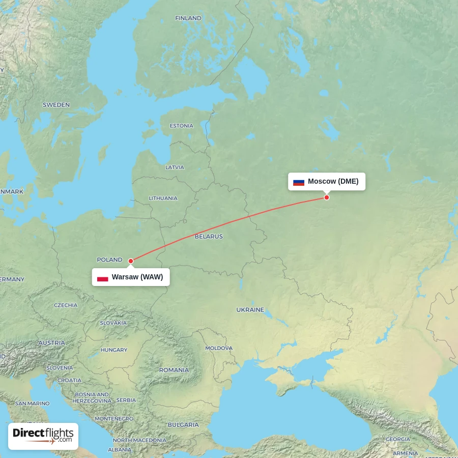 DME - WAW route map
