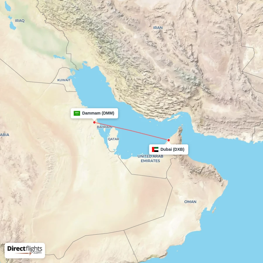 DMM - DXB route map