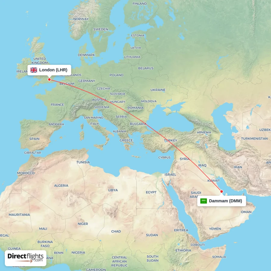DMM - LHR route map