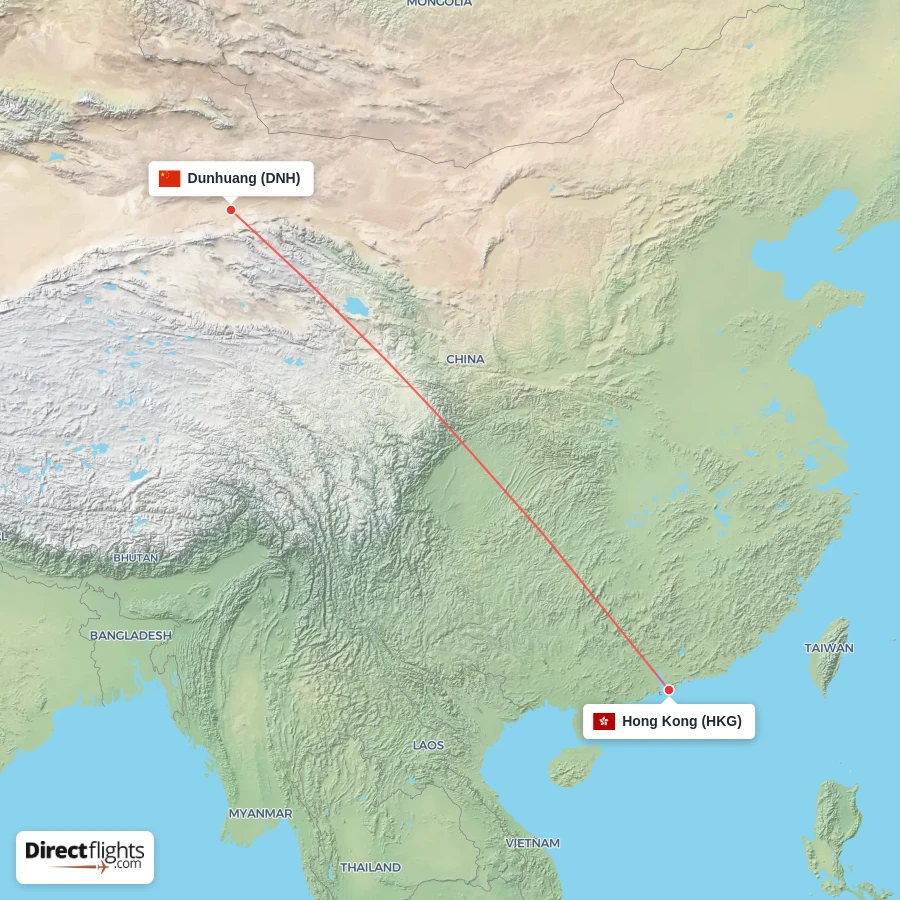 DNH - HKG route map