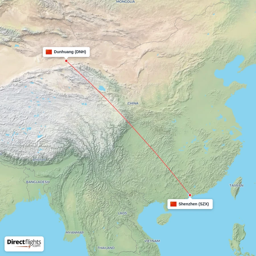 DNH - SZX route map