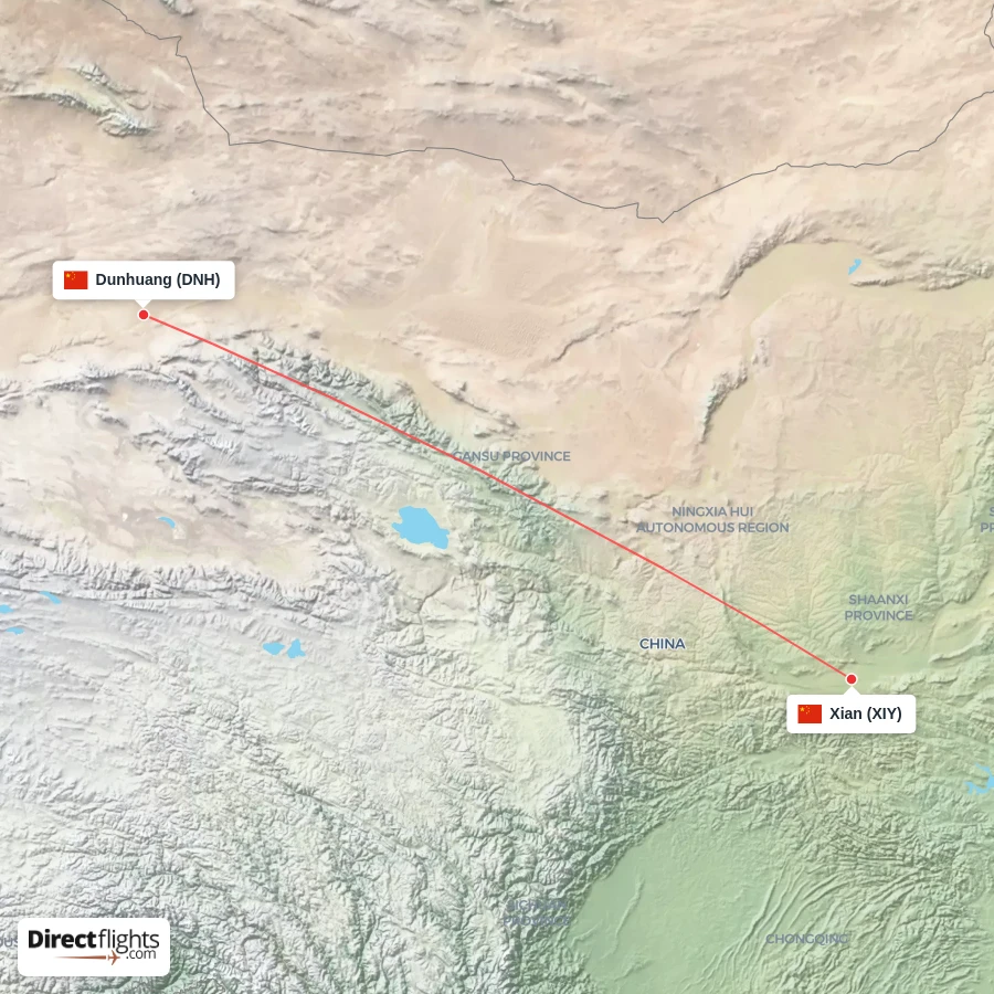 DNH - XIY route map