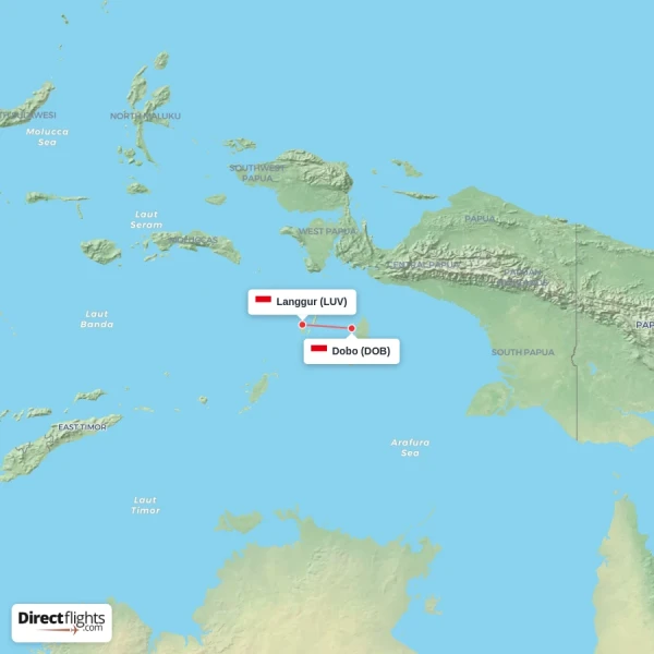 Dobo - Langgur direct flight map