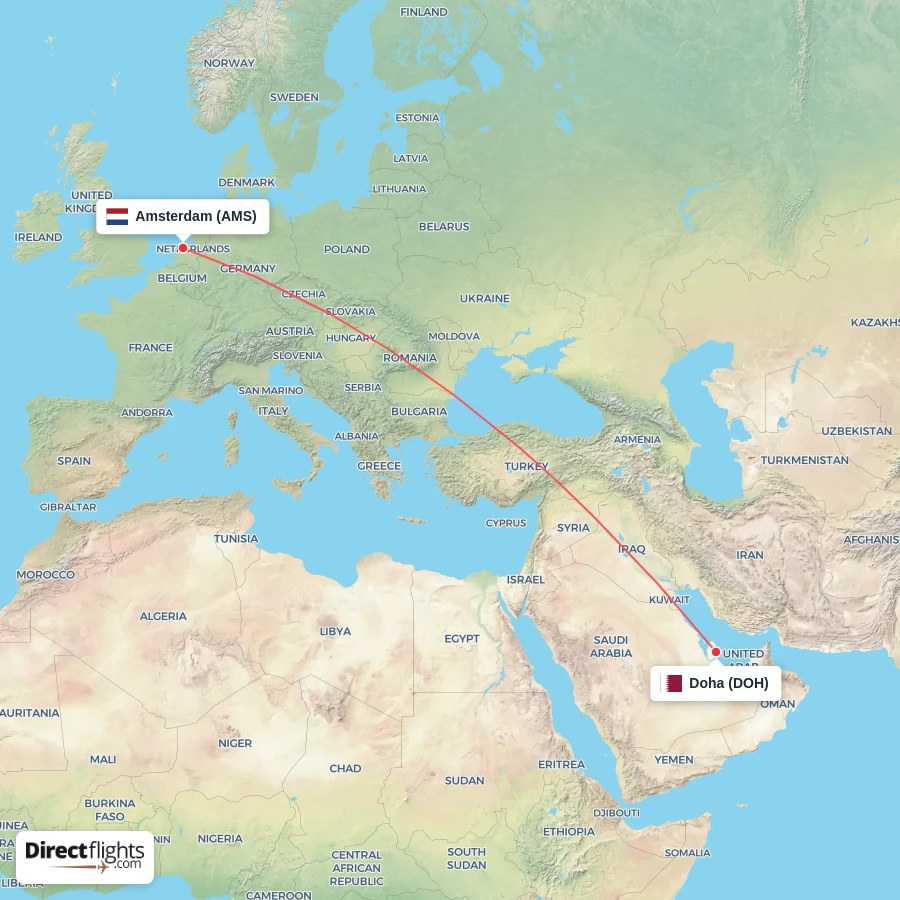 DOH - AMS route map