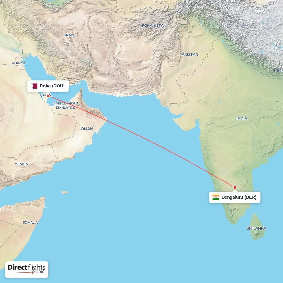 DOH - BLR route map