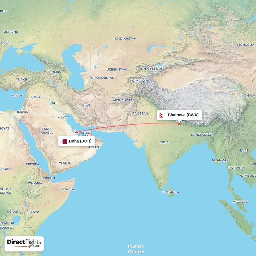 DOH - BWA route map