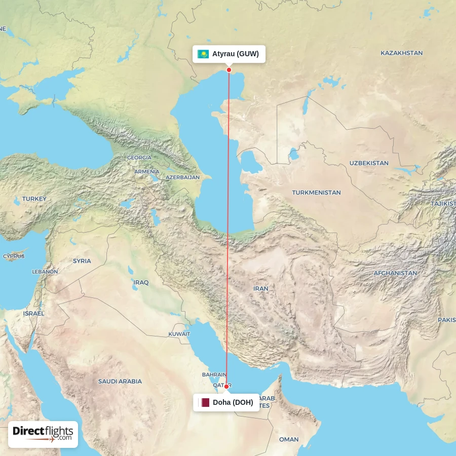 DOH - GUW route map