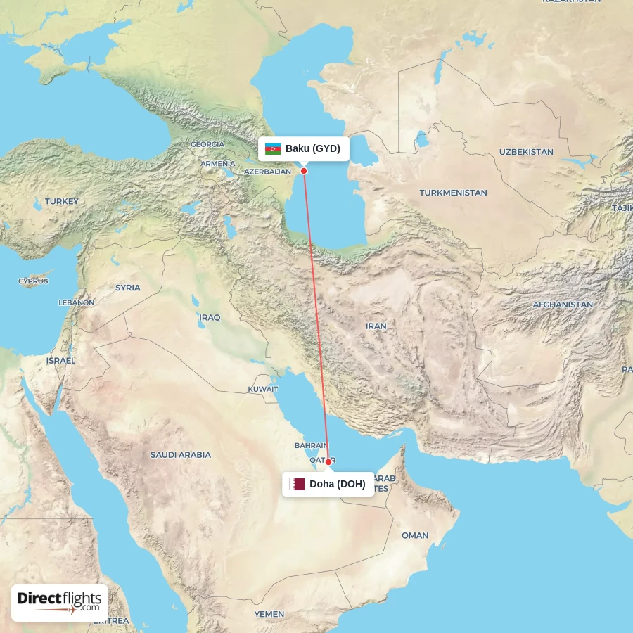 DOH - GYD route map