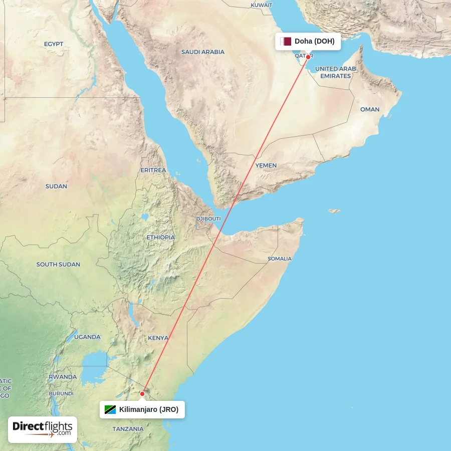 DOH - JRO route map
