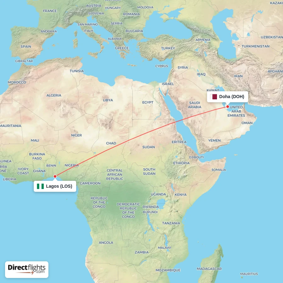 DOH - LOS route map