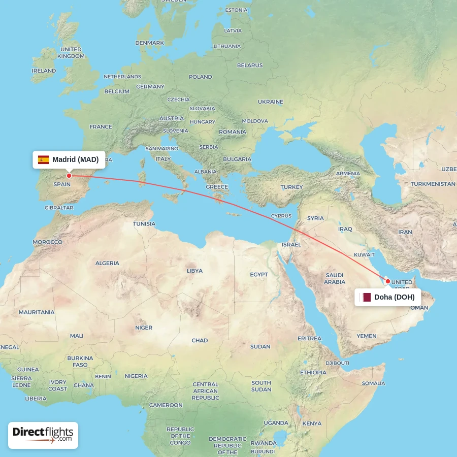 DOH - MAD route map