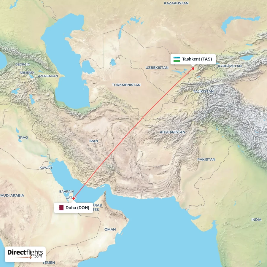 DOH - TAS route map