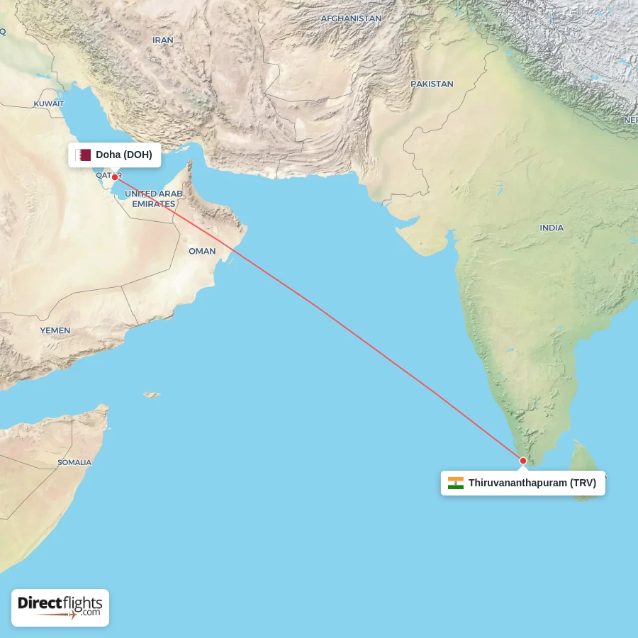 DOH - TRV route map