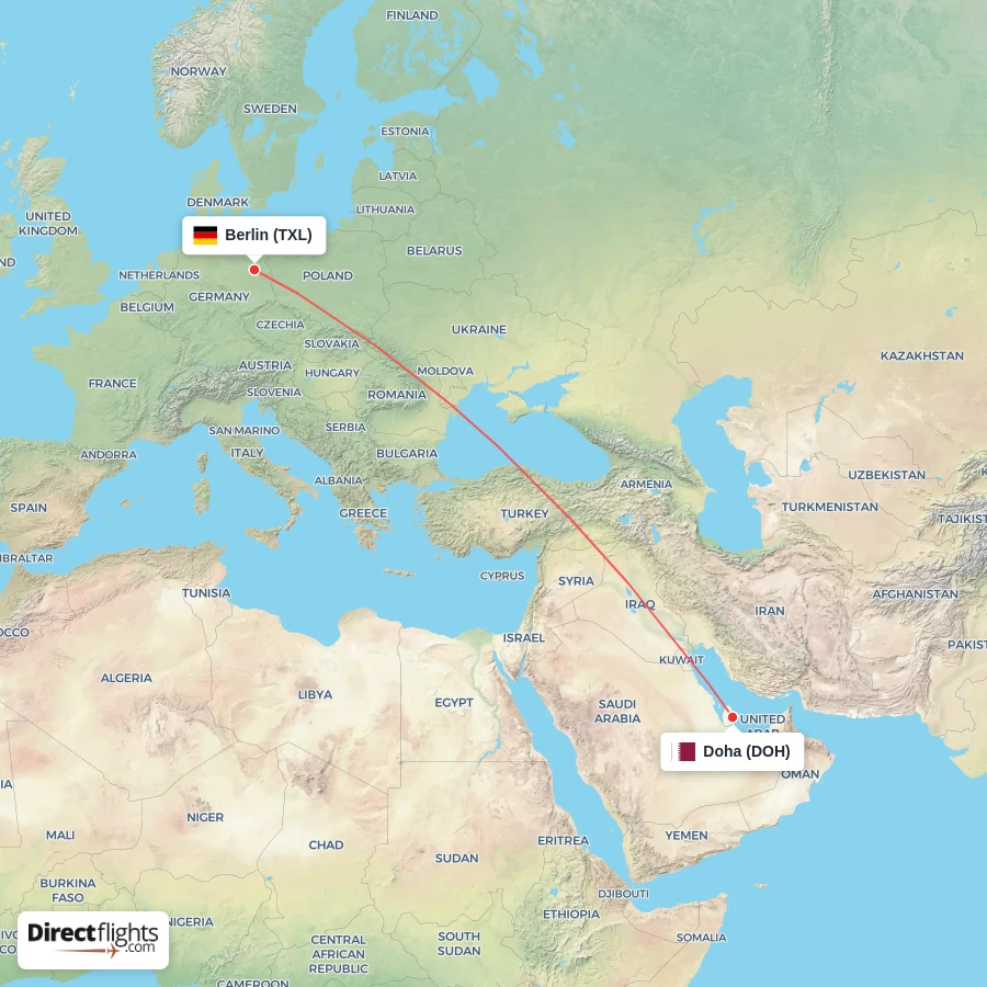 DOH - TXL route map