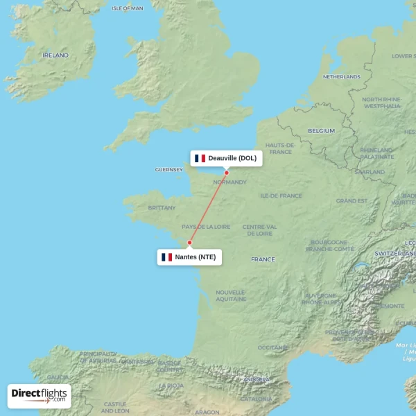 Deauville - Nantes direct flight map