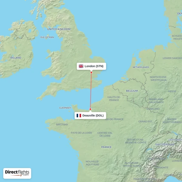 Deauville - London direct flight map