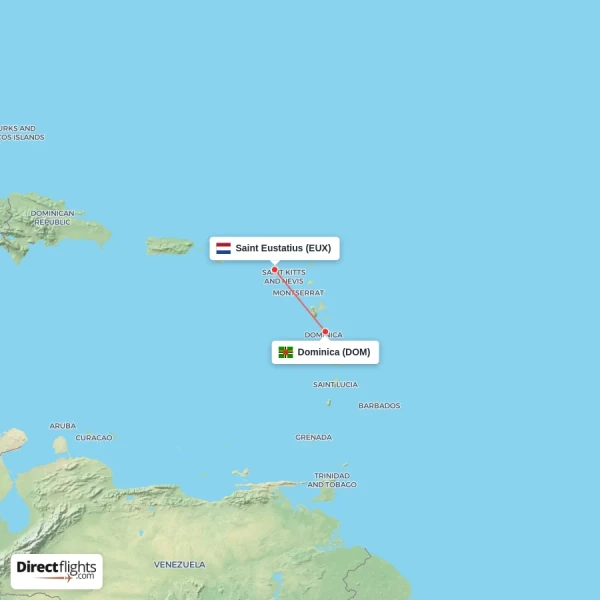 Dominica - Saint Eustatius direct flight map