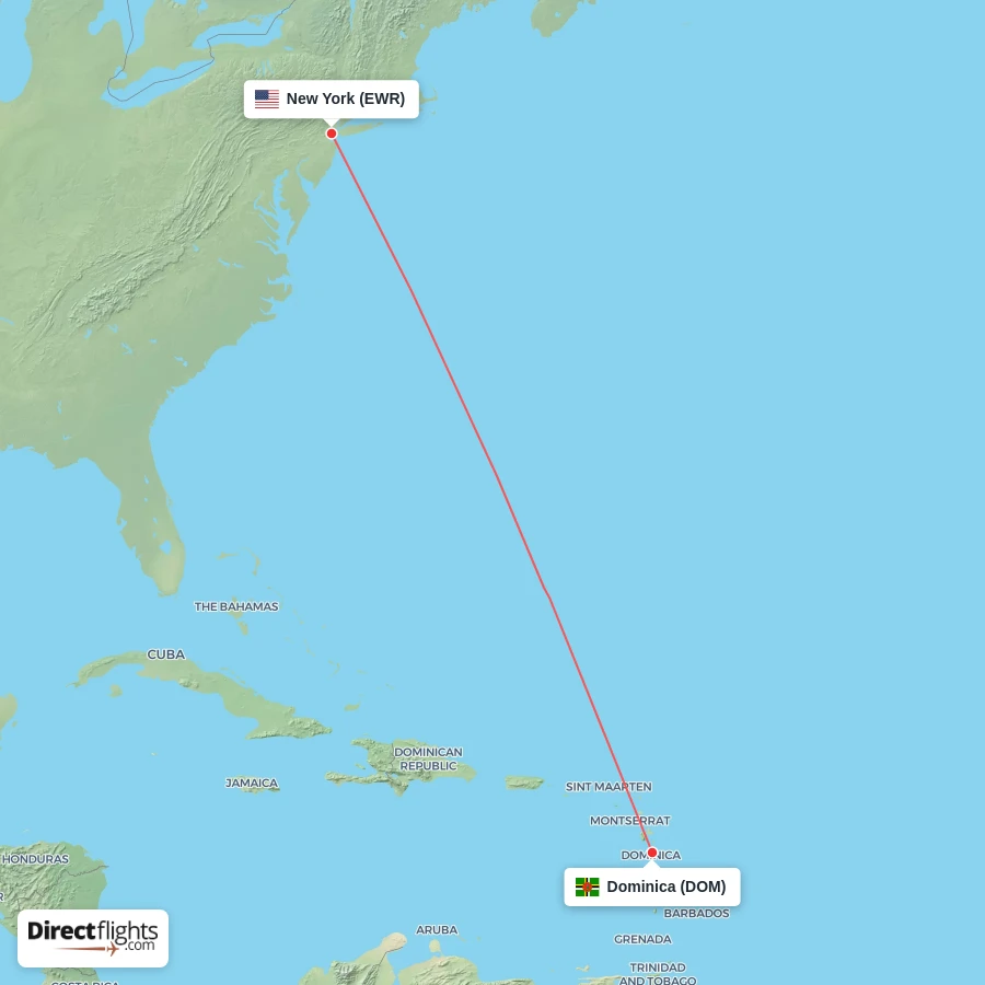 DOM - EWR route map