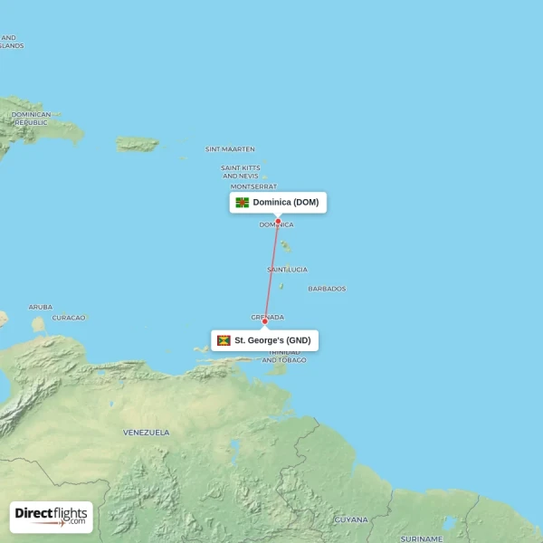 Dominica - St. George's direct flight map