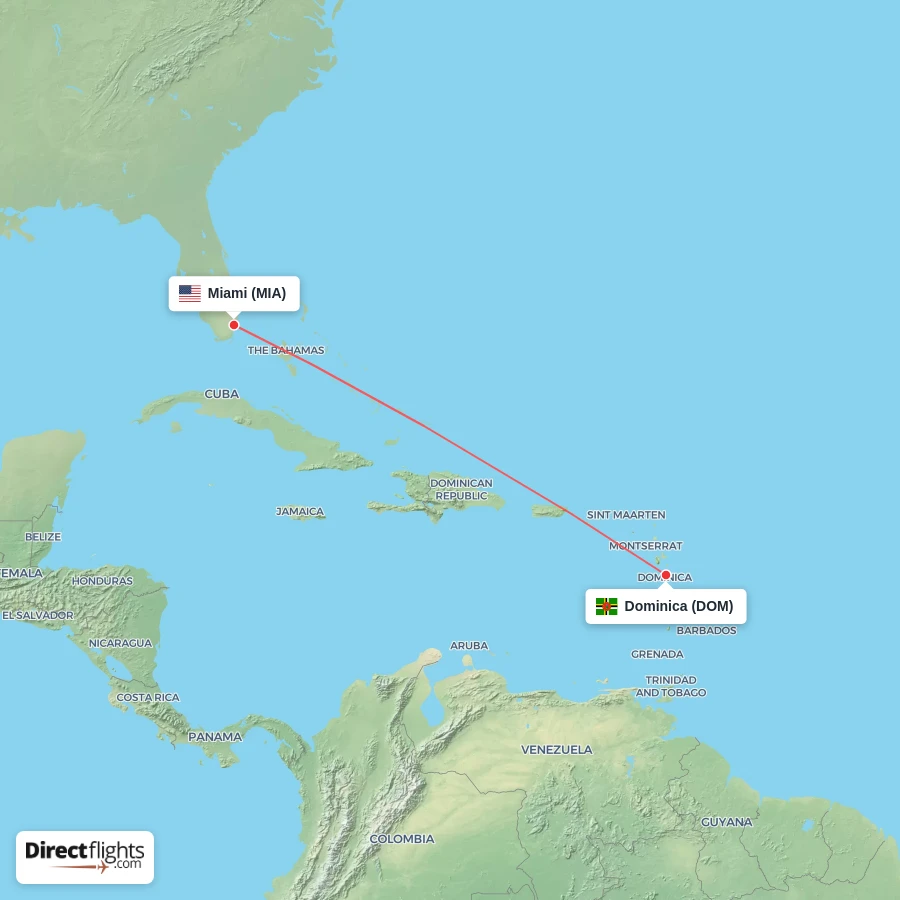 DOM - MIA route map