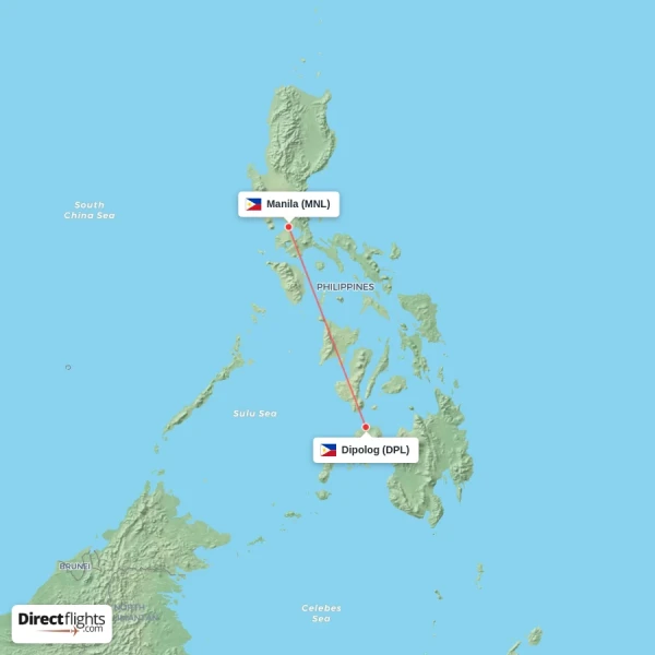 Dipolog - Manila direct flight map