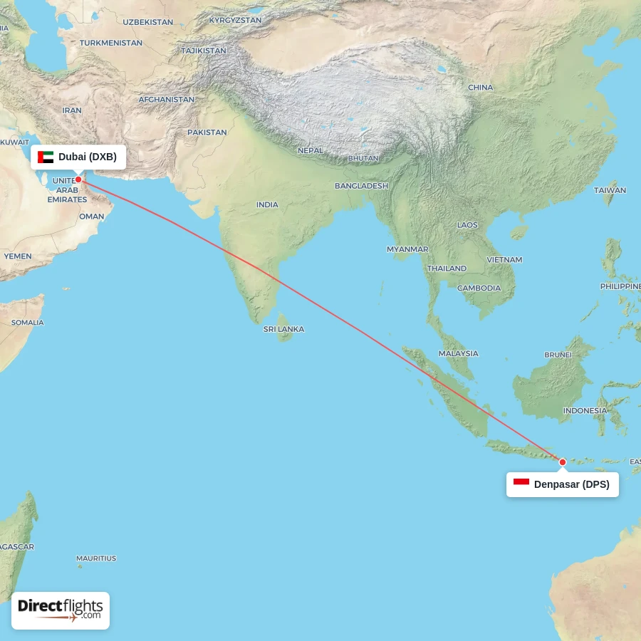 DPS - DXB route map